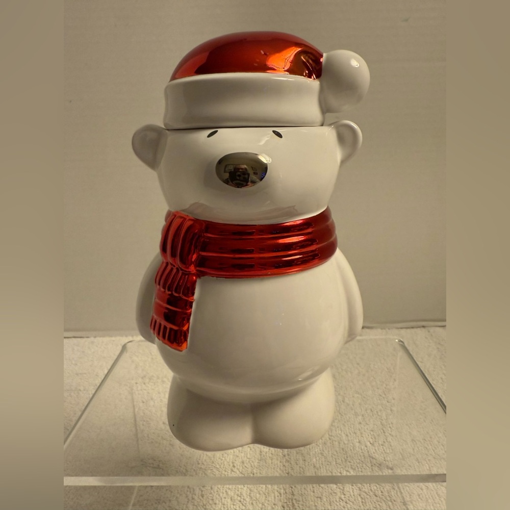 🎄 RARE Slatkin & Co Polar Bear signed & dated Candle Holder 2009
